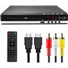Dreamburgh Lettore DVD HDMI 1080P Lettore DVD domestico ad alta definizione Box per TV Tutte le regioni Lettore di dischi CD DVD gratuito Uscita AV Porta MIC integrata