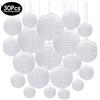 ZQNYCY 30 pezzi/set lanterne di carta bianche lampada lanterna rotonda sospesa cinese per la decorazione della festa di compleanno di anniversario di matrimonio Natale