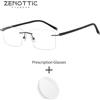 ZENOTTIC Occhiali da vista rettangolari senza montatura di alta qualità Anti luce blu/occhiali ottici fotocromatici per uomo