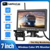 LeeKooLuu Monitor per retrovisione del veicolo con display IPS HD da 7" + sistema di parcheggio per visione notturna con telecamera di backup impermeabile wireless per autobus per camion camper