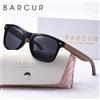 BARCUR Occhiali da sole da donna in legno naturale PC ovale scuro texture di lusso gambe a specchio in legno protezione solare UV400 occhiali da sole polarizzati da donna
