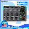 DEPUSHENG Mixer audio a 12 canali Depusheng MG12, console DJ con USB, alimentazione phantom 48V, 256 effetti DSP, tavolo audio per palcoscenico