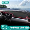 YaLumei Per Honda Civic 10th 2016 2017 2018 2019 2020 Cruscotto Dell'automobile Zerbino Sun Shade Strumento Scrivania Copertura antiscivolo Accessori