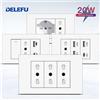 DELEFU Pannello SC31 ignifugo 4*2 Bianco Standard italiano USB Tipo C Presa a muro a ricarica rapida Interruttore TV Telefono CAT5 CAT6