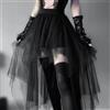 SUYISODA Gonne casual Gonna irregolare a vita alta in filato netto punk sexy per le donne Estate Nuovo stile gotico europeo e americano Versatile