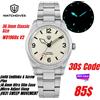 Watchdives WD1960S V2 Orologio al Quarzo 36.5mm VH31 con Lancetta dei Secondi Continua, Stile Vintage, Vetro Zaffiro, Lume BGW9, Impermeabile 100M, Acciaio