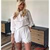 KONDALA Set da donna elegante ricamato Pantaloncini bianchi Set Camicia allentata con o-collo Pantaloncini di pizzo 2025 Set di pantaloncini da strada alla moda estiva