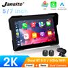 jansite Navigatore GPS portatile da 7 pollici impermeabile IP67 2K per motociclette, con CarPlay e Android Auto wireless, registratore di guida DVR, monitor Moto con Wi-Fi