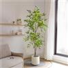 Kmitang Piante Nandina artificiali alte 75-140 cm Rami di palma tropicale finti Foglie di bambù verde in plastica per l'arredamento dell'ufficio del giardino di casa