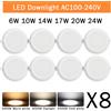 Gatetop Faretto da incasso a LED da 8 pezzi 3 4 5 6 8 pollici 3000K 4000K 6000K Lampada da pannello a LED rotonda 110V 220V 230V per illuminazione interna domestica