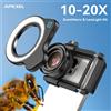 APEXEL Obiettivo Macro con Zoom 10-20X HD per Fotocamera Smartphone con Luce LED per iPhone, Samsung e Tutti gli Smartphone, Macro per Ciglia