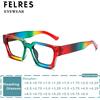 FELRES Occhiali da lettura quadrati anti luce blu con montatura spessa Uomo Donna Occhiali da vista arcobaleno Designer Occhiali da presbite Lettori