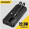 Essager 20000mAh Banca di potere portatile con 2 cavi per iPhone 16 15 14 Xiaomi Samsung Huawei 10000mAh Display digitale Power Bank