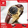 OLEVS 5566 Orologio da donna Orologio originale con numeri arabi Orologio al quarzo Cinturino in pelle luminosa impermeabile Set di braccialetti con data