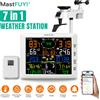 MASTFUYI Stazione Meteo Wi-Fi 7 in 1 con Display a Colori da 8 Pollici e Sensore Esterno Solare Senza Fili con Allarmi per Temperatura e Umidità