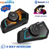 Fodsports 2 pezzi Fodsports T1 Pro interfono per moto auricolare per casco Bluetooth, interfono per moto wireless, 6 ciclisti 2000M, BT5.4, radio FM.