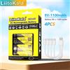 liitokala 4-40 pezzi LiitoKala 9V 1100mAh batteria ricaricabile agli ioni di litio USB 9V batteria per multimetro microfono giocattolo telecomando uso KTV
