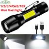 HVIERO Mini torcia LED ricaricabile torcia portatile ricarica USB luce COB banca ad alta potenza campeggio impermeabile lanterna a lungo raggio