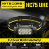 NITECORE HC75 UHE Lampada frontale da lavoro E-focus 3000 Lumen USB-C Faro ricaricabile Faretto Flooding, Batteria agli ioni di litio 5500mAh 21700