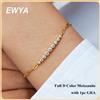 EWYA Micro Full 2/2.5/3mm D Colore Moissanite Bracciale tennis con diamanti per donna Braccialetti a maglie regolabili placcati in argento 925 18k