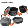 BRS WESTTUNE Kit di pentole da campeggio Set da cucina portatile da esterno in alluminio Pentola Pan Bollitore per stoviglie da campeggio Escursionismo Picnic 3 pezzi