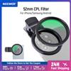NEEWER Filtro CPL da 52 mm per clip per telefono su filtro per lenti polarizzanti circolari per iPhone Samsung Galaxy Android DSLR Camera