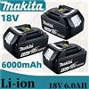 Makita Batteria originale Makita 6Ah compatibile con utensili elettrici Makita 18V DDF487 DGA404 DTW700 DTD173 DHP487 Sostituzione batteria agli ioni di litio