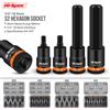 Hi-Spec Set di bussole per impatti di azionamento Hi-Spec da 1/2 pollici Set di bussole esagonali H4-H17 CR-V per riparazioni auto, utensili manuali Strumento per officina meccanica
