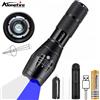 Alonefire Torcia LED Zoom 2in-1 Luce Bianca+Blu ad Alta Potenza per Campeggio, Caccia, Pesca, Escursionismo, Viaggi, Lavoro, Illuminazione Potente
