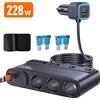 kebidumei Adattatore per caricabatteria da auto 228W 9 in 1 PD QC3.0 Interruttori indipendenti di ricarica Presa per sigaretta DC Presa PD 3 Splitter per accendisigari
