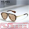 FELRES Occhiali da sole da lettura colorati pilota da vista Uomo Donna Occhiali da presbite neri Occhiali da sole da esterno con paralume di design di marca +1.0 1.5