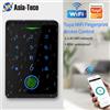 Asia-Teco Controller di Accesso Remoto WiFi con Impronta Digitale, Impermeabile IP67 per Esterni, Sistema Autonomo con Tastiera RFID 125KHz, Supporto App Tuya