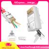 ZoeRax 10/30/50PCS RJ45 Cat7 Cat6A Passare connettori 8P8C 50U Placcato Oro Schermato STP RJ45 Spina Modulare di Rete