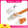 ZOERAX 10/30/50PCS Cat7 Cat6A RJ45 Connettori passante schermati Spina modulare placcata oro 50μ con stivali antistrappo