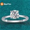 NeeTim 0.5ct 1ct 2ct D Colore Moissanite Anello di Fidanzamento per Le Donne S925 Sterling Silver Lab Diamante Promessa Wedding Band Gioielli