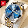 OLEVS 9970 Orologio da uomo Orologio al quarzo luminoso impermeabile di marca originale Orologio a rombo con specchio in acciaio inossidabile con data e giorno con scatola