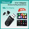 OTTOCAST Mini 2-in-1 Wireless CarPlay Android Auto Adattatore Wireless Plug And Play WiFi Connessione Rapida Dongle Per Toyota Audi Benz