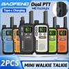BAOFENG 2PCS Baofeng BF-T18 Mini Walkie Talkie Dual PTT A Lungo Raggio PMR FRS NOAA VOX FM Radio Bidirezionale Tipo-C Caricatore Per Il Viaggio di Campeggio