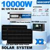 SOECOPO 10000W Kit completo di energia solare DC 12V - AC 110V 220V Inverter 100A Controller 2*600W Pannelli per sistema domestico da campeggio