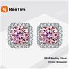 NeeTim 0.5ct 1ct Orecchini a bottone con moissanite rosa per donna Argento sterling 925 Nero Blu Grigio Scintillante Lab Orecchino con diamante