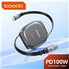 toocki Cavo retrattile Toocki 100W Type C per iPhone 16 15 Pro Max Samsung, cavo di ricarica rapida, mini formato, cavo dati 480Mbps