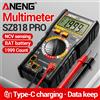ANENG SZ818 Pro Multimetro Digitale Ricaricabile con Ricarica Rapida Type-C, Tester per Tensione AC/DC, Corrente, Capacità, Frequenza e Triodo