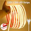 Mikenoon Striscia LED 220V Autoadesiva COB, Luci a Nastro Flessibili Senza Necessità di Driver per Stanza e Cucina