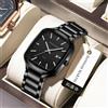HANNAH MARTIN Orologi da uomo di marca Cinturino quadrato nero in acciaio inossidabile 3Bar Orologio sportivo da uomo con movimento al quarzo giapponese impermeabile