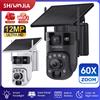 INQMEGA SHIWOJIA 6K 12MP 4G SIM Telecamera di sicurezza con batteria solare 60X ZOOM 360 ° Visualizza l'APP UBOX per il monitoraggio umano PIR della telecamera IP PTZ WIFI esterna