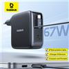 BASEUS Caricatore GaN Baseus 67W con doppio cavo retrattile Caricatore rapido per iPhone Xiaomi Caricatore da viaggio Samsung Caricatore universale per telefono
