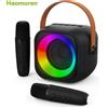 Haomuren Macchina per karaoke portatile con microfono wireless 1 o 2 Mini altoparlante Bluetooth per bambini che cantano come regalo per feste in famiglia
