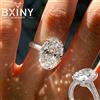BXINY 8CT Taglio Ovale Tutto Moissanite Anello in Argento Sterling 925 per Le Donne Scintillante Lab Diamante Fede nuziale Gioielli con Certificato