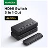 UGREEN Switch HDMI 5 in 1 Out Switcher HDMI 4K 60Hz con telecomando per PS5 PS4 TV Monitor Proiettore CEC HDR HDCP 2.2