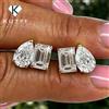 KUTPF Orecchini a lobo con moissanite taglio Radiant/Smeraldo e a goccia da 4 carati totali, con certificato, 2 orecchini a lobo con diamante per donna, gioielli in argento S925 per matrimonio